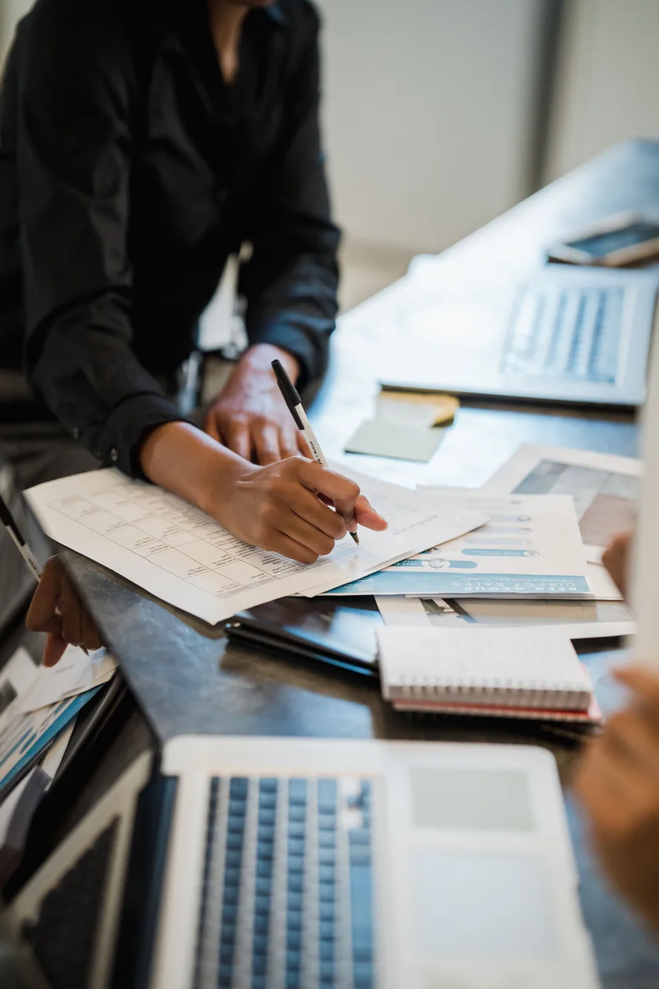 A professional organizing administrative documents