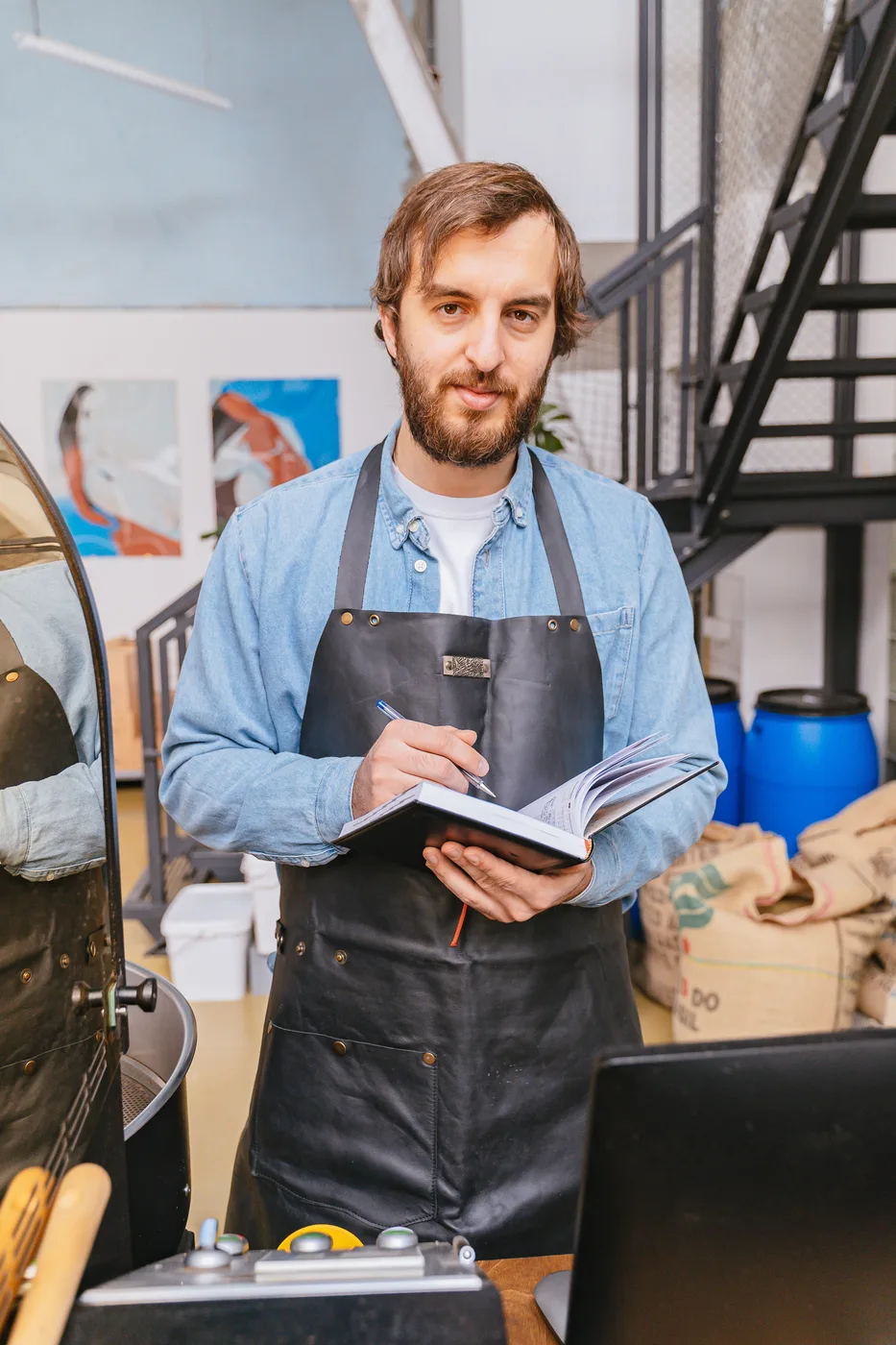 A small-business owner planning his week